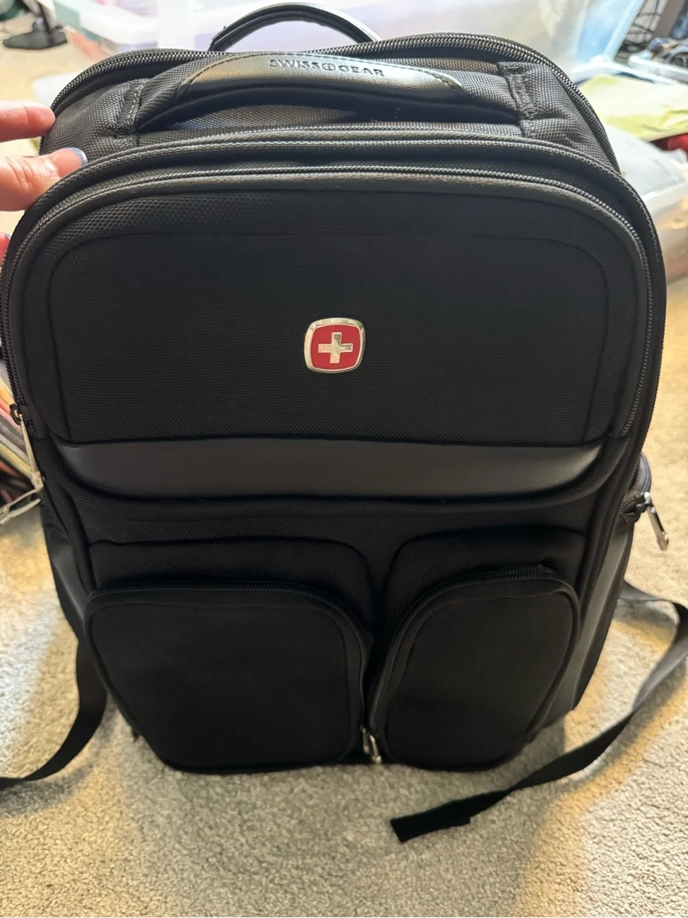 SwissGear Black Travel Laptop Backpack with Front Organizer Pockets